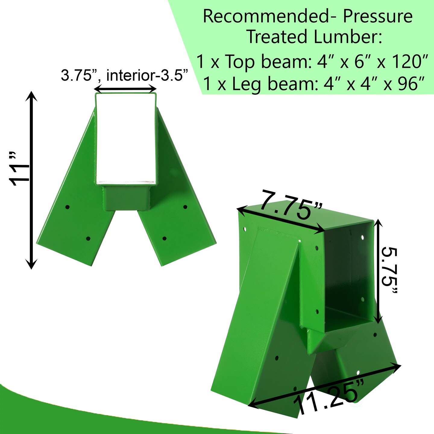 Heavy-Duty Durable and Rust Resistant Steel Swing Brackets for Backyard Playground Set Wooden Swing - Includes Mounting Hardware for Easy DIY Installation, Green