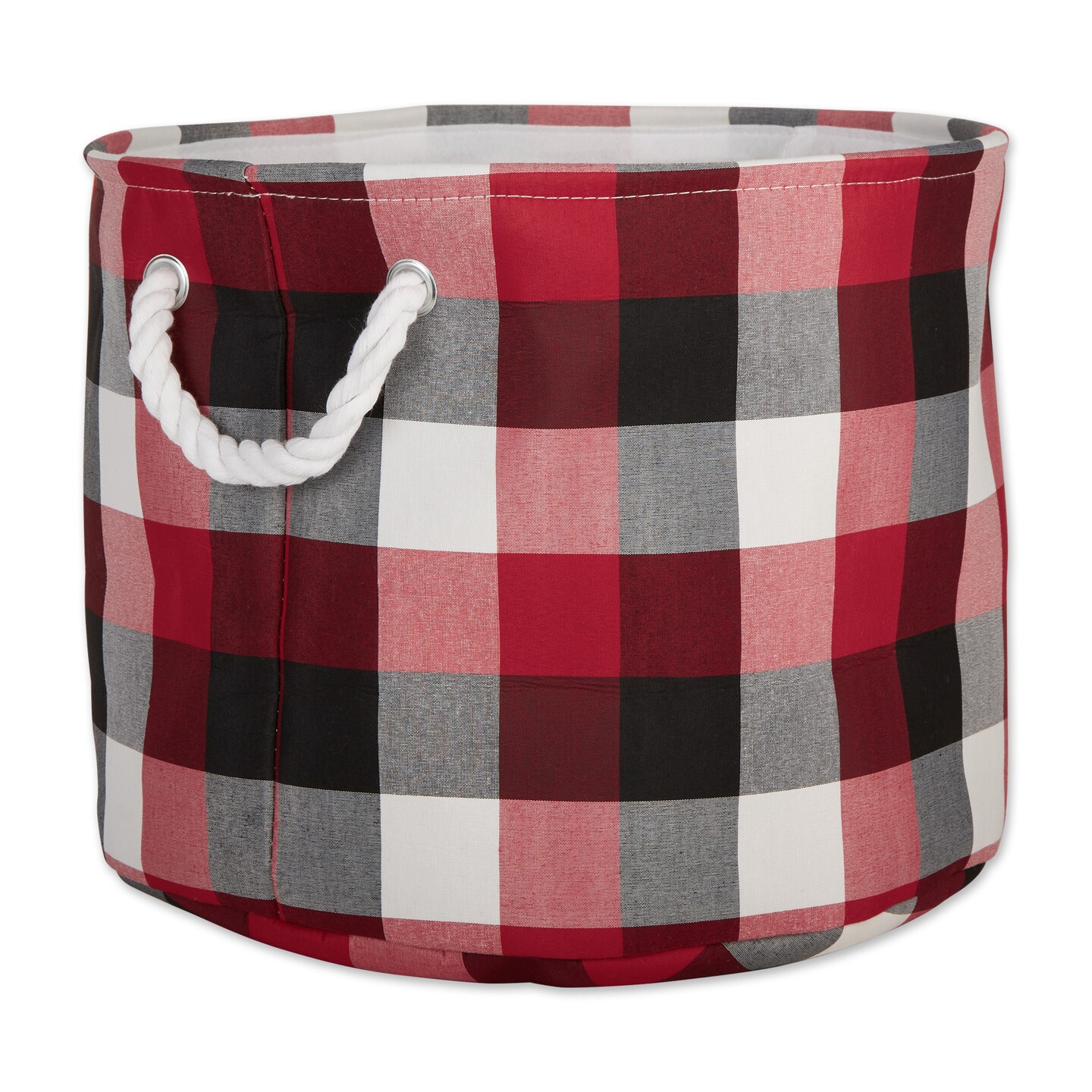 Contemporary Home Living Checkered Round Medium Storage Bin - 15&#x22; - Red and Black