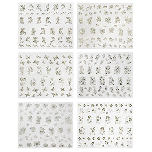 Wrapables Gold &#x26; Silver Foil Vines &#x26; Floral Nail Stickers