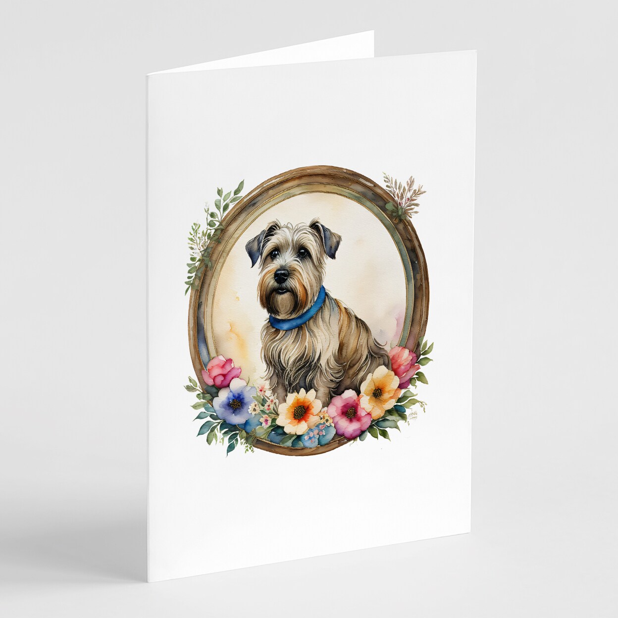 Caroline&#x27;s Treasures Glen of Imaal Terrier and Flowers Greeting Cards and Envelopes Pack of 8