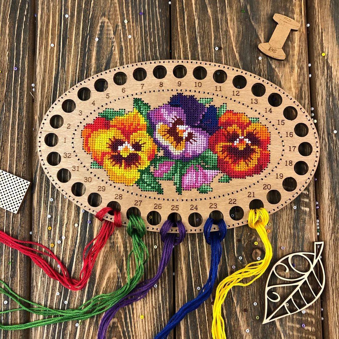 Blank for embroidery with thread on wood