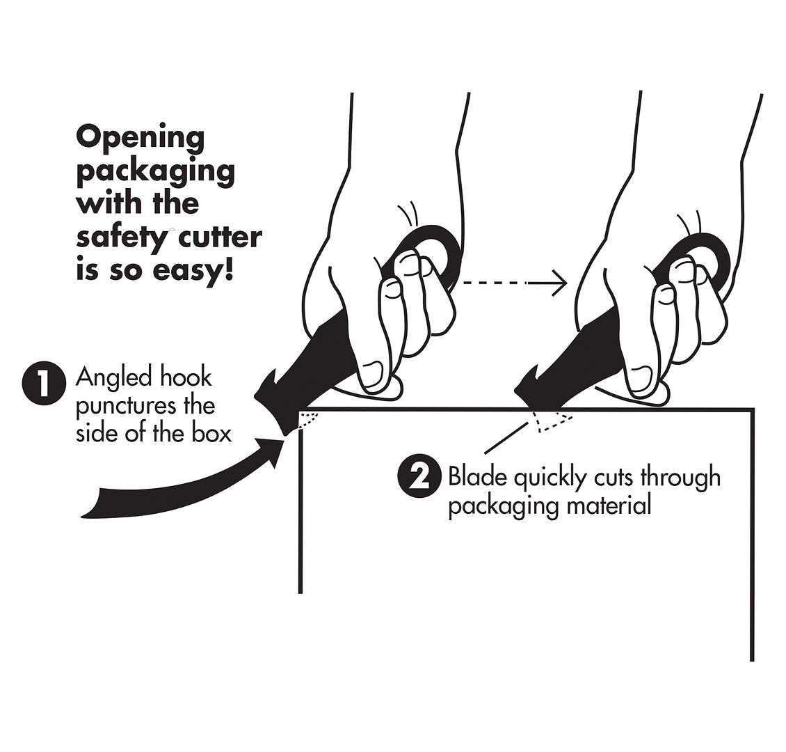 Garvey Safety Cutter with Shielded Blades, Box Cutter, 4&#x22; length x 1.25&#x22; width, Black, 5 count