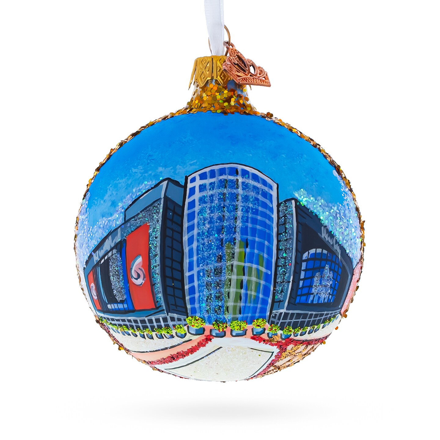 Prudential Center, Newark, New Jersey, USA Glass Ball Christmas Ornament 3.25 Inches