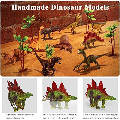 Dinosaur Toys for Kids 3-5 with Play Mat and Trees Realistic Jurassic Figures to Create a Dino World Includes T-Rex, Triceratops, Velociraptor Gift for Toddlers Boys and Girls Ages 2-7