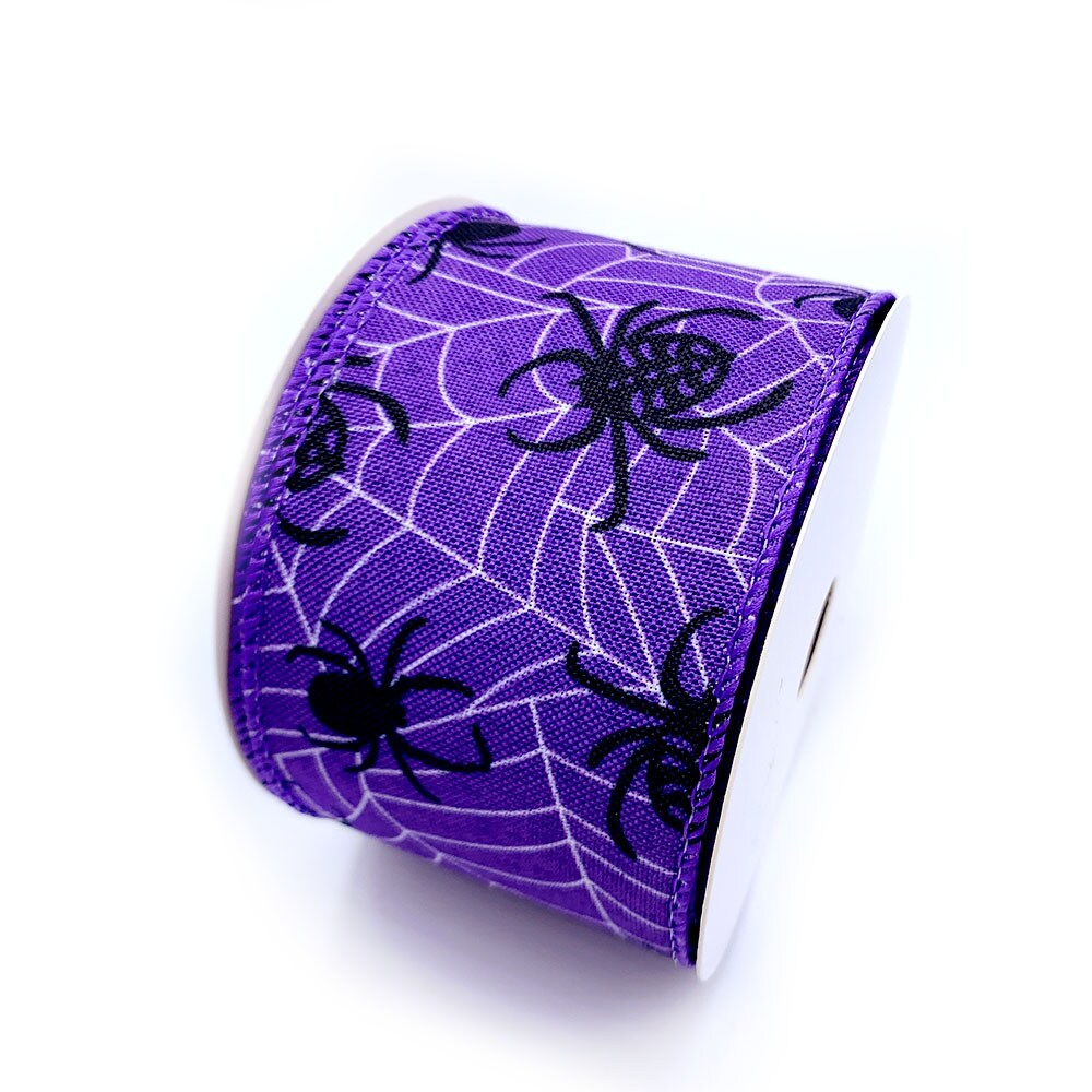 Halloween Spider Web wired edge ribbon 2.5&#x201D; x 10 yard