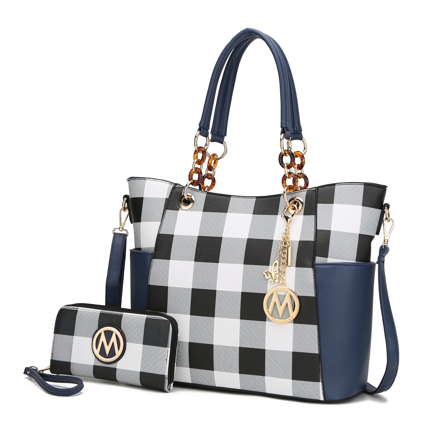 MKF Collection by Mia K - Women's Mariely Checker Tote Bag & Wallet Set ...