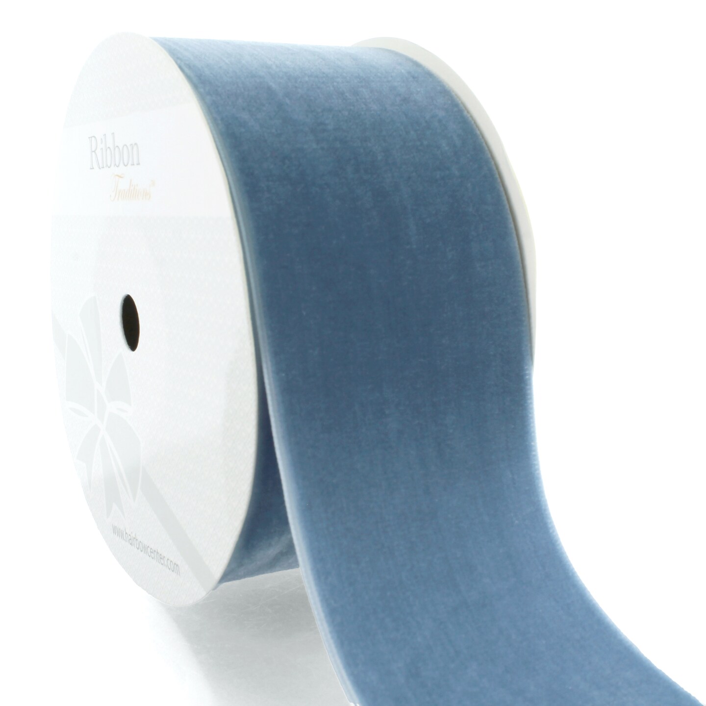 2 1/2 Wired Premium Velvet Ribbon w/ Tissue Back, Blue/Gold