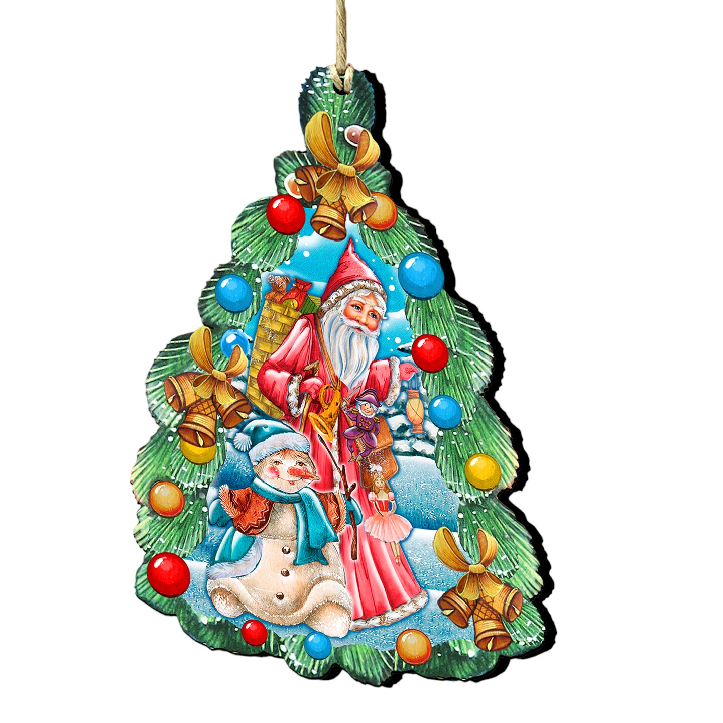 Designocracy Set of 2 Christmas is Coming Wooden Ornaments 5.5&#x22;