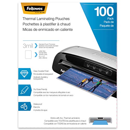 100 Pack Thermal Laminating Pouches/Sheets, Letter Size 9 x 11.5-Inches, 3 mil