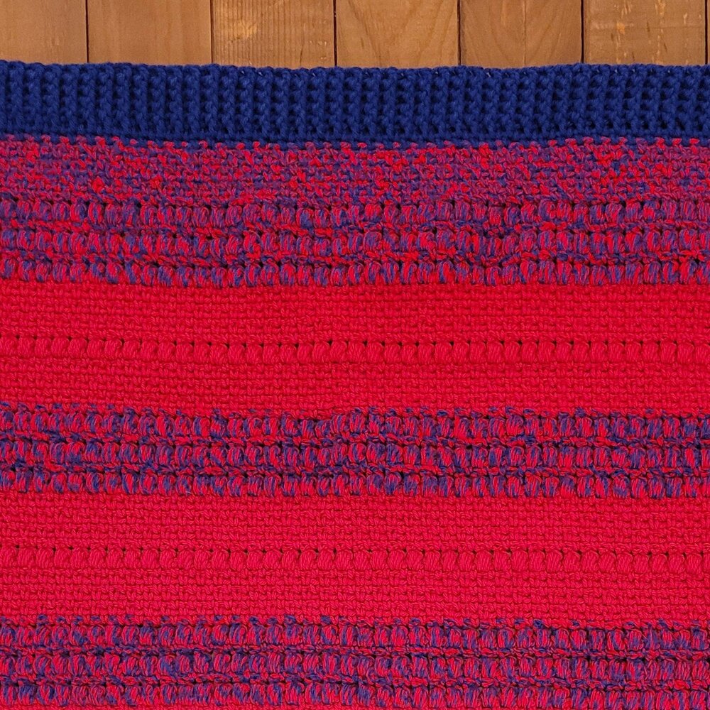 Red and Blue Striped Textured Crochet Baby Blanket MakerPlace by