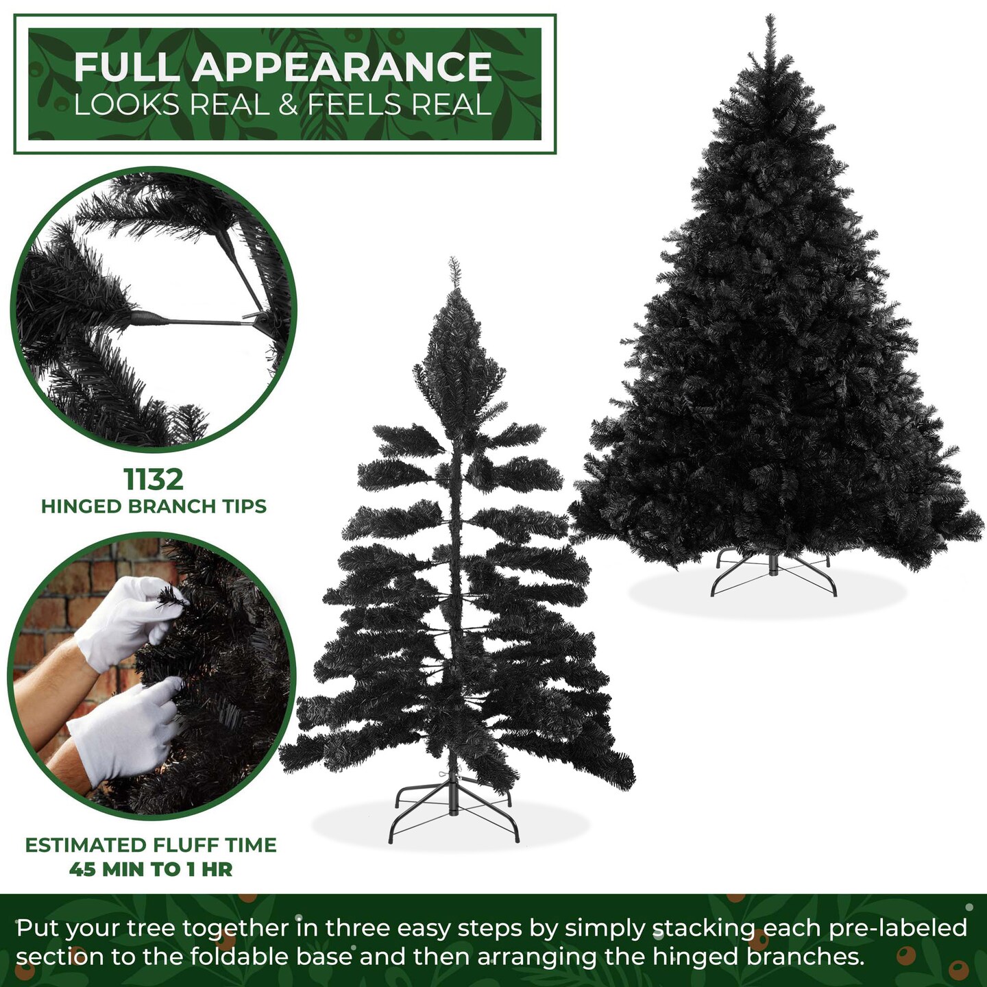 Casafield Spruce Artificial Holiday Christmas Tree with Sturdy Metal Stand
