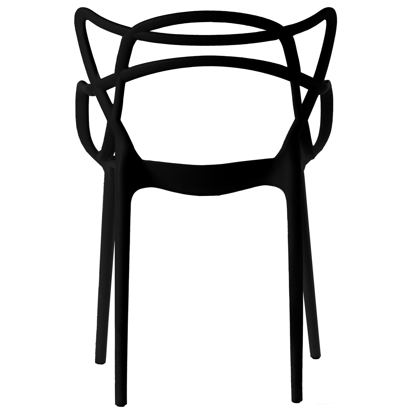 Mid-Century Modern Style Stackable Plastic Molded Arm Chair with Entangled Open Back