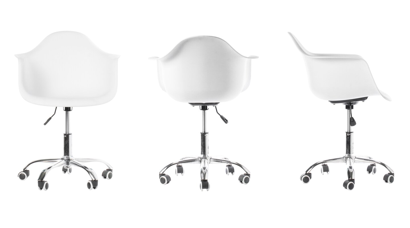 Mid-Century Modern Style Adjustable Swivel Plastic Shell Molded Office Task Chair with Rolling Wheels