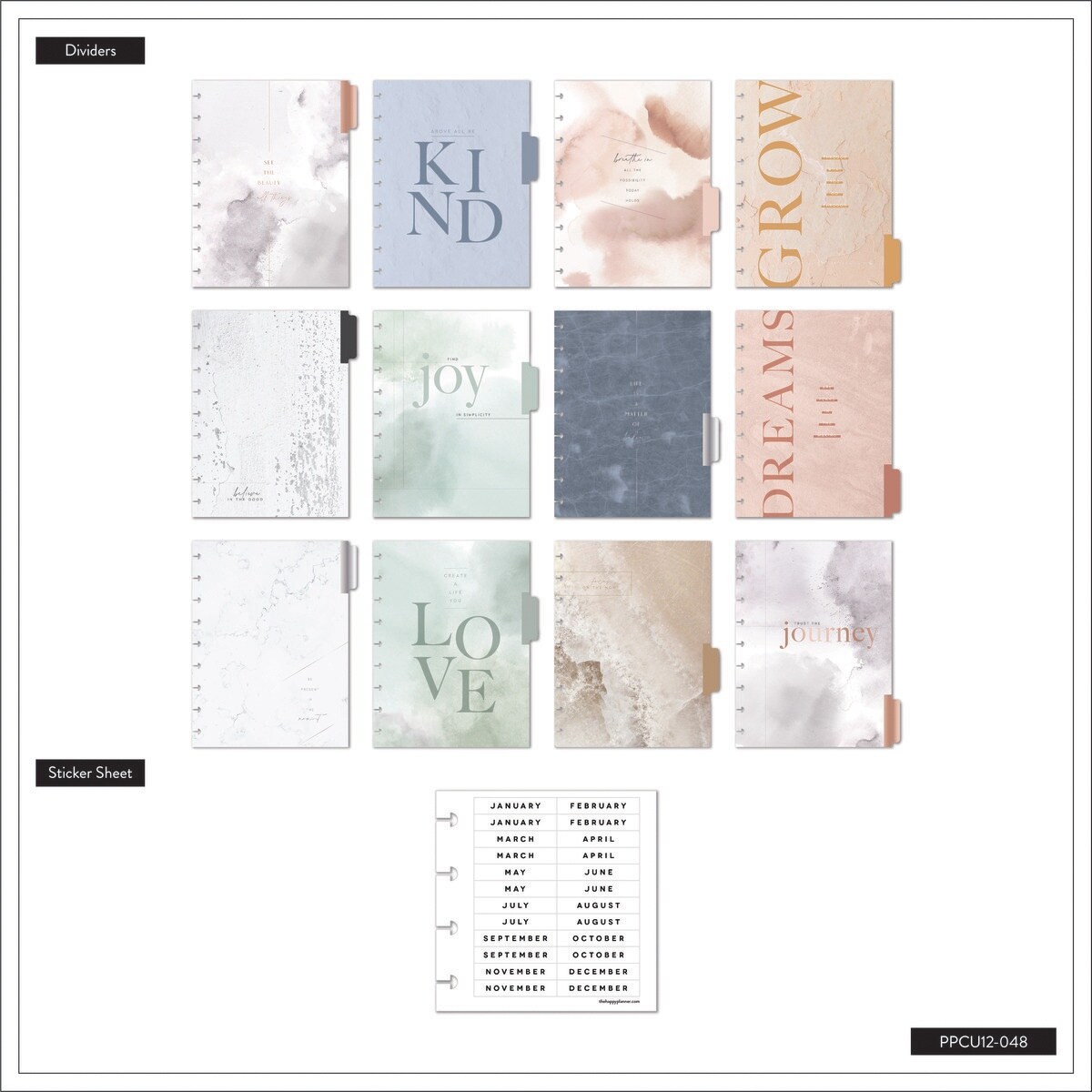 Happy Planner 12-Month Undated Classic Planner-Soft Watercolor