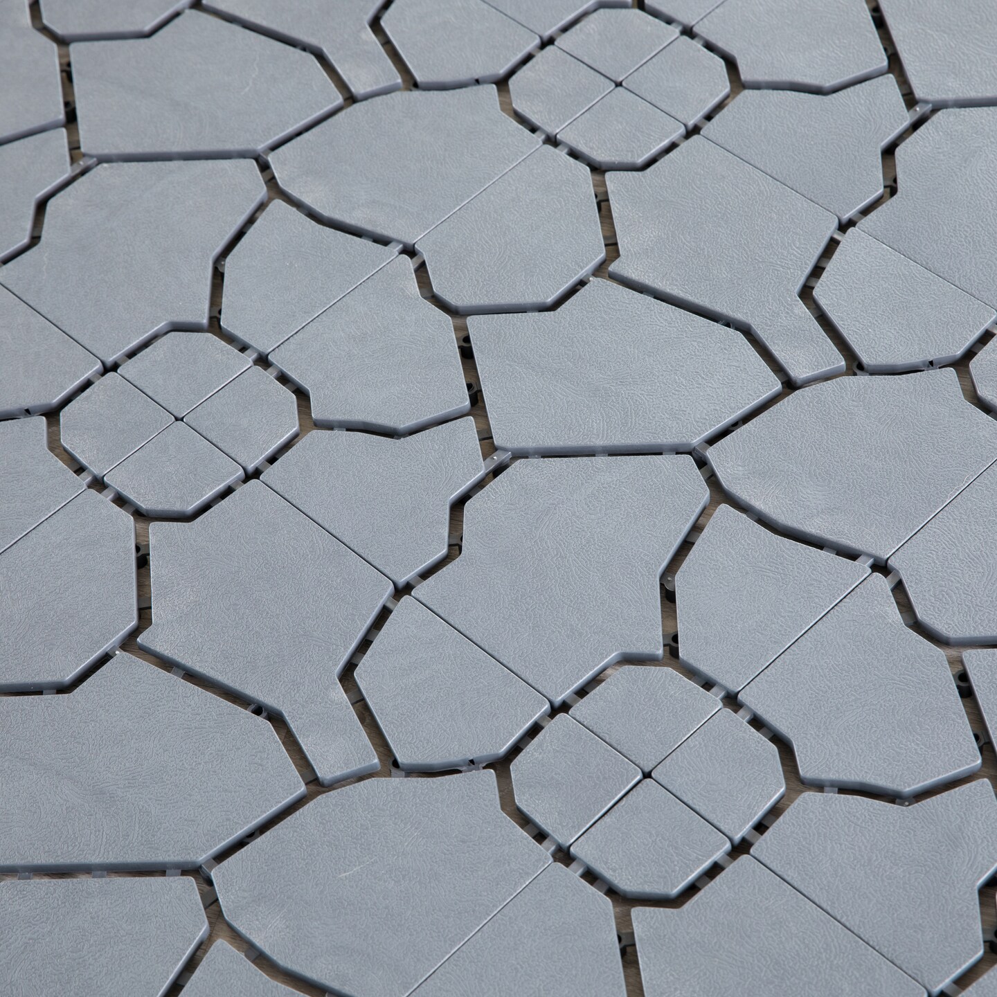 Gray Garden Path Track Interlocking Stone Look Design Pathway Tile Floor Paver, Pack of 4