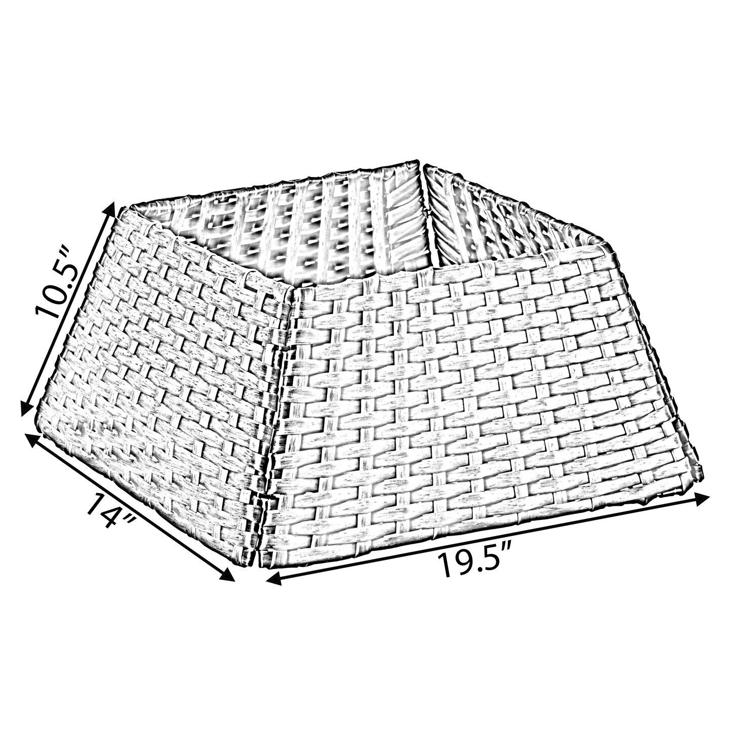 Foldable Christmas Tree Skirt Collar Basket, Ring Base Stand Cover, Rattan Plastic