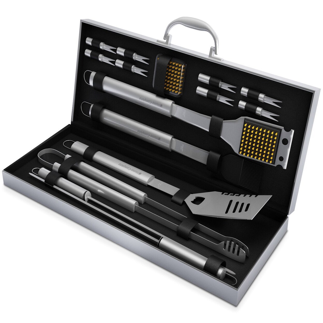 15 Pc Stainless Steel Bbq Grill Tool Kit With Case Spatula Tongs Brush