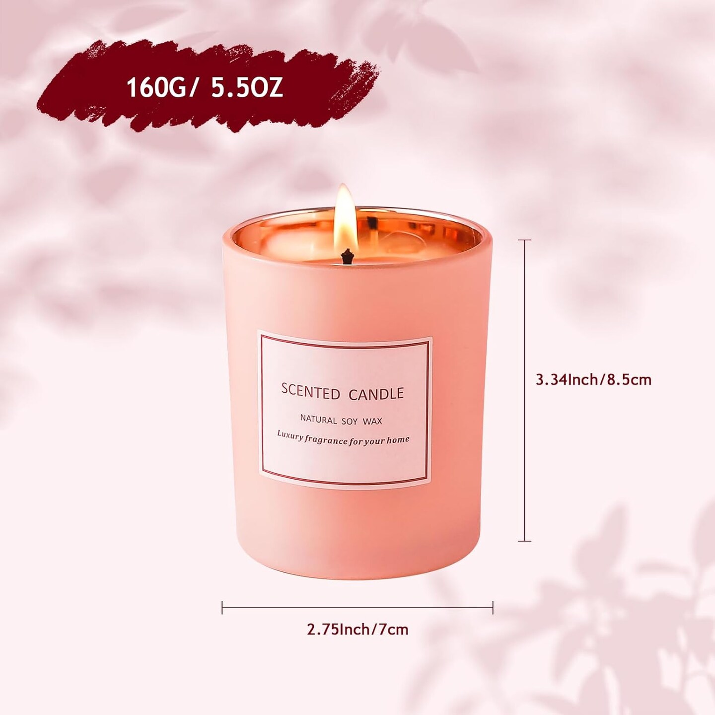 Scented (Rose &#x26; Lemon) Candle 5.5 Oz Jar