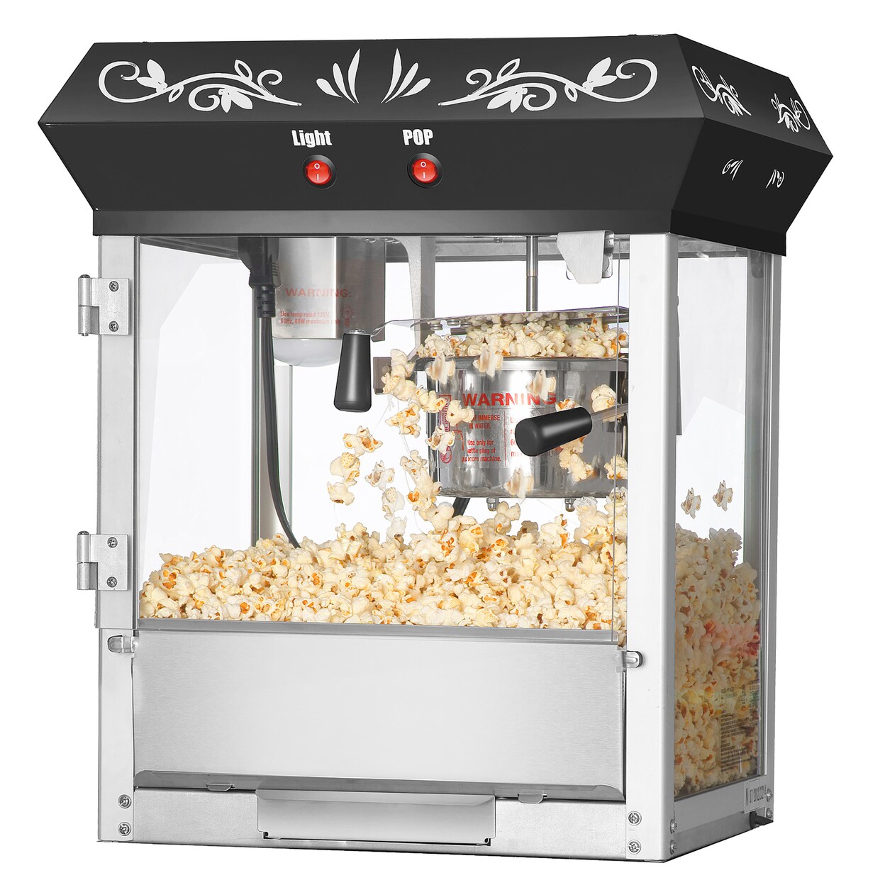 Great Northern Popcorn 6 Ounce Black Popcorn Popper Machine Stainless Steel Kettle