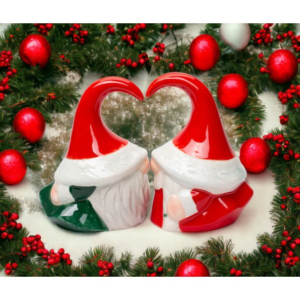 Ceramic Gnome Couple Salt And Pepper Shakers