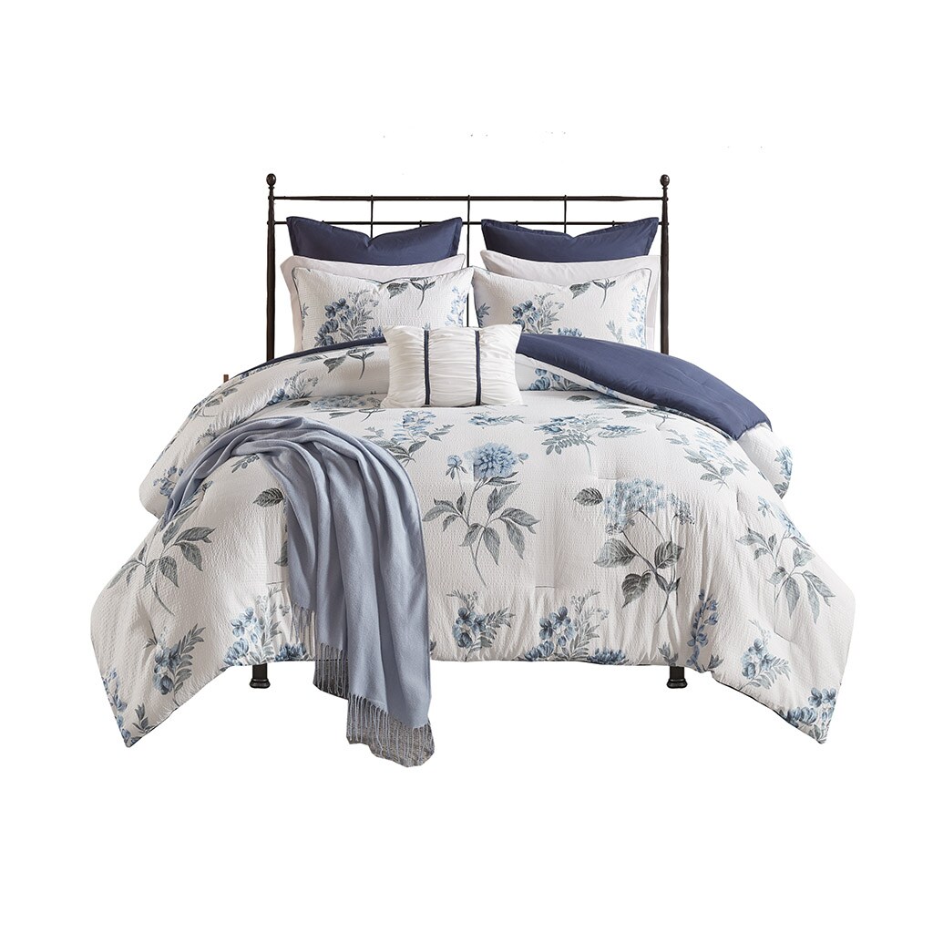 Gracie Mills   Marlin 7 Piece Printed Seersucker Comforter Set with Throw Blanket - GRACE-12590