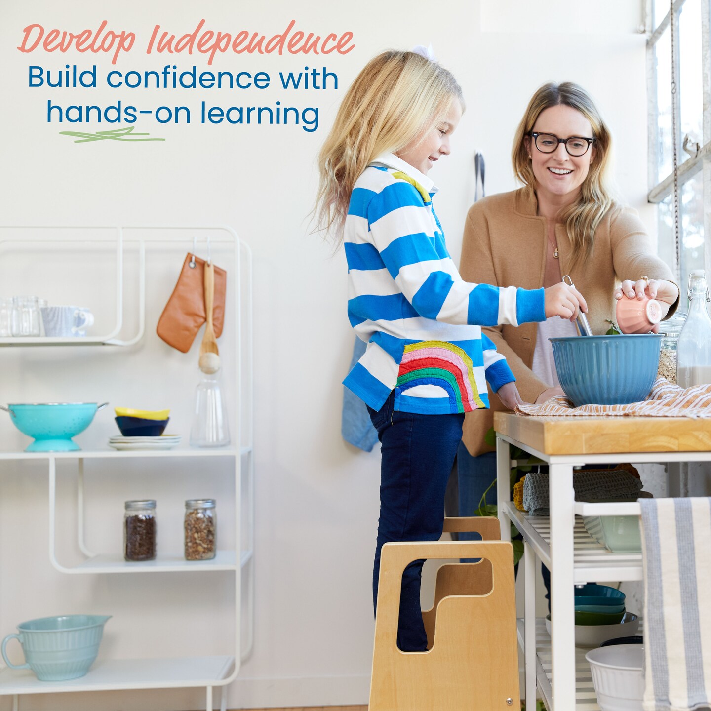 Reach-Up Step Stool with Handles, Kids Furniture