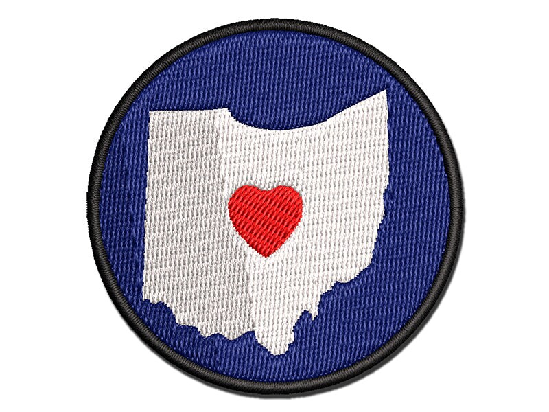 Ohio State with Heart Multi-Color Embroidered Iron-On or Hook &#x26; Loop Patch Applique
