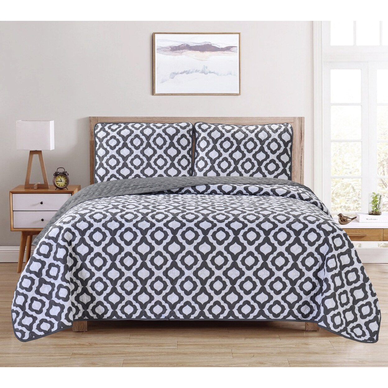 Dan River Reversible Quilt Set 3 Piece Microfiber Full Queen King Bedding