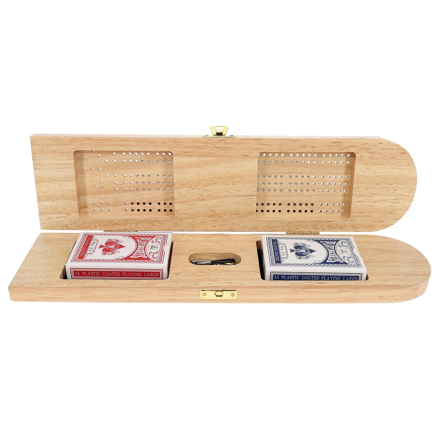 Pacific Shore Games Wooden Cribbage Board Game Set, Continuous 3 Track