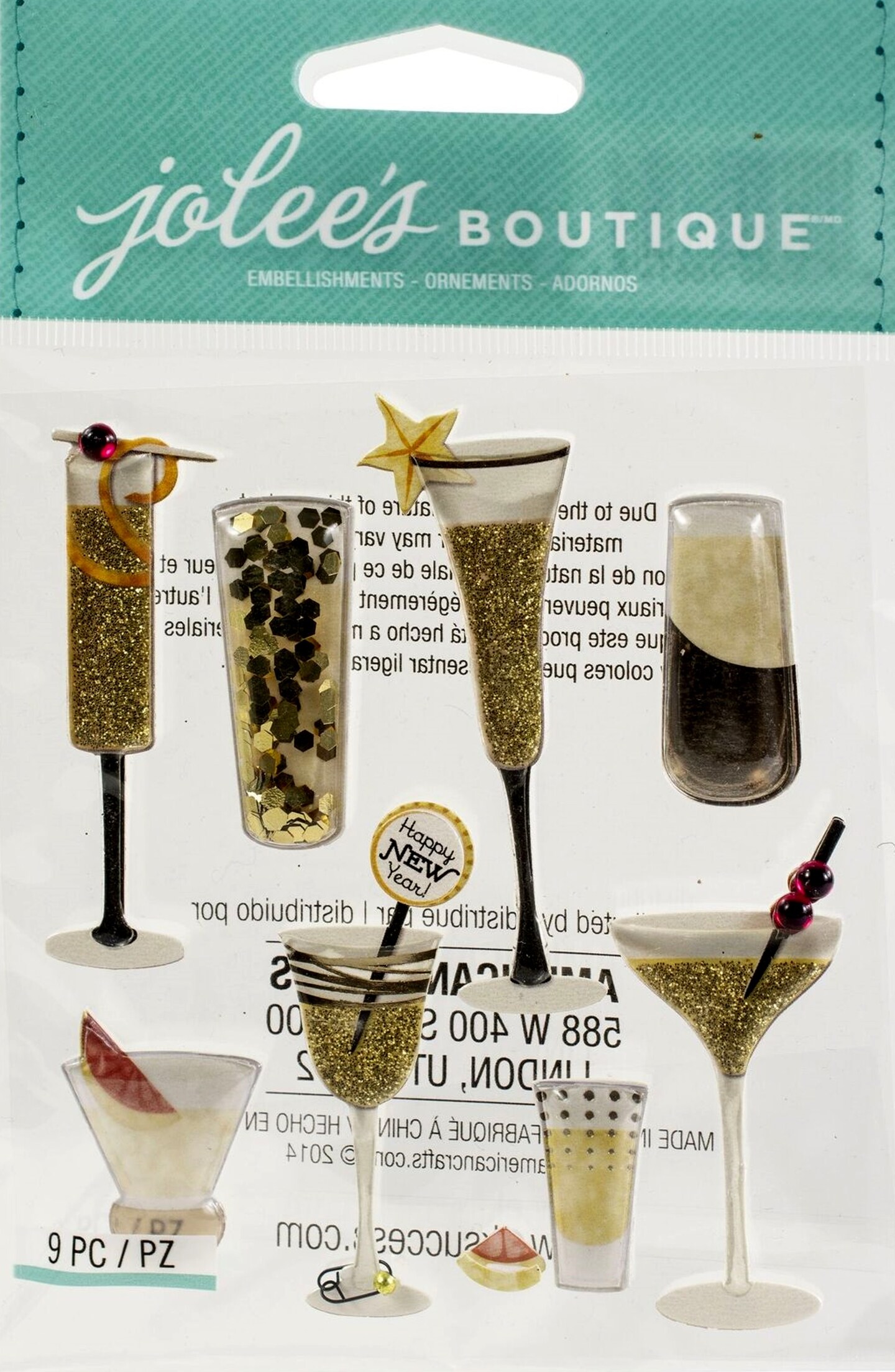 Jolee&#x27;s Boutique Champagne Flutes &#x26; Cocktails Dimensional Stickers