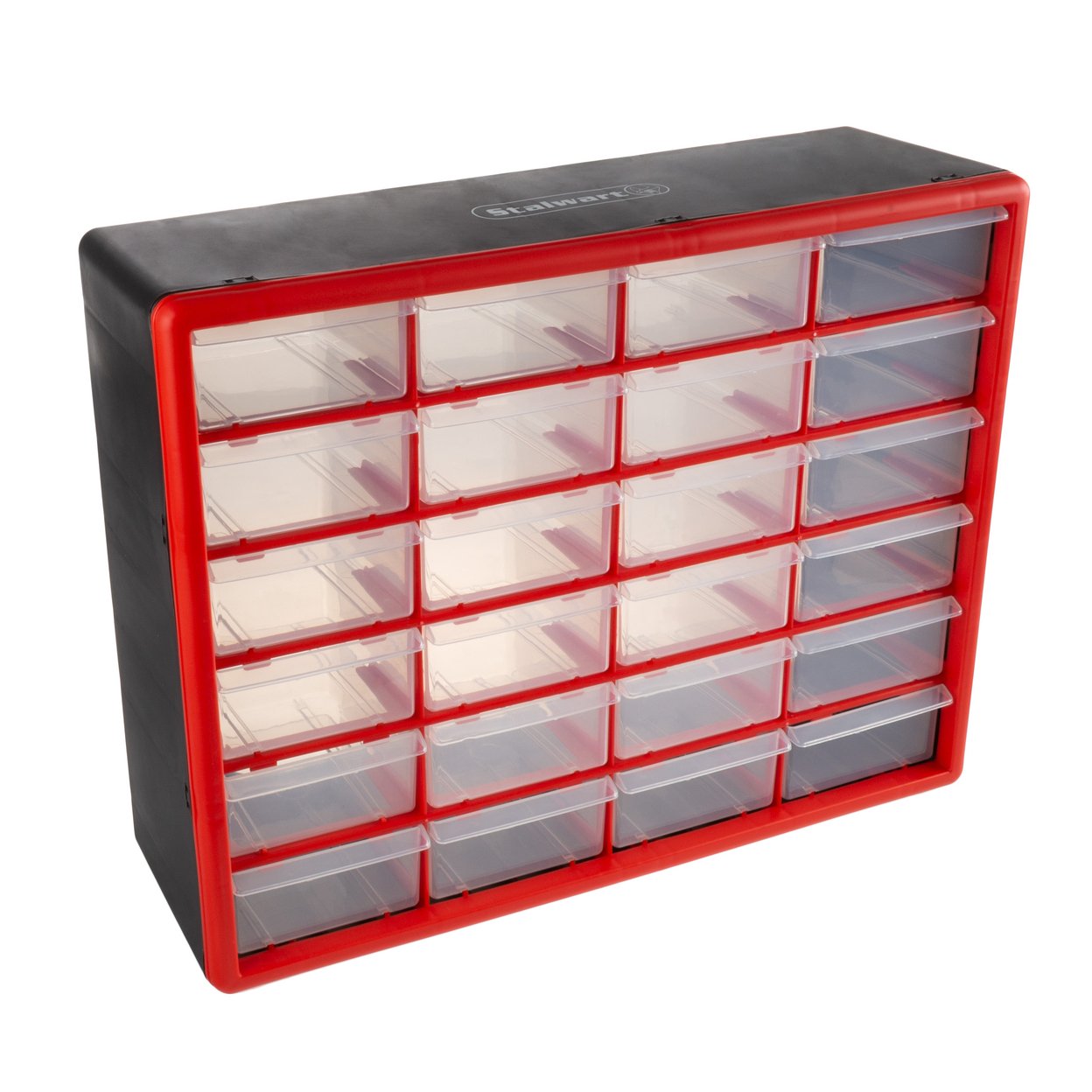 24 Drawer Storage Box Red Plastic Organizer Wall Mount Tabletop Crafts 20X15 In