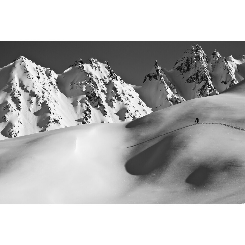 Posterazzi Backcountry skier skinning in the Iguana Backs of the Chugach Range above Valdez Southcentral Alaska Poster Print by Za
