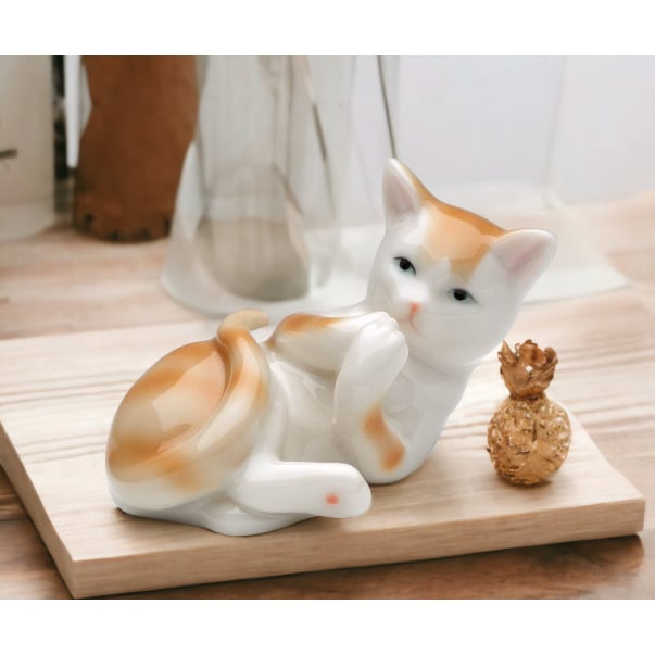 Ceramic Cat Figurine 3&#x22; Gift For Cat Lovers Mom Daughter
