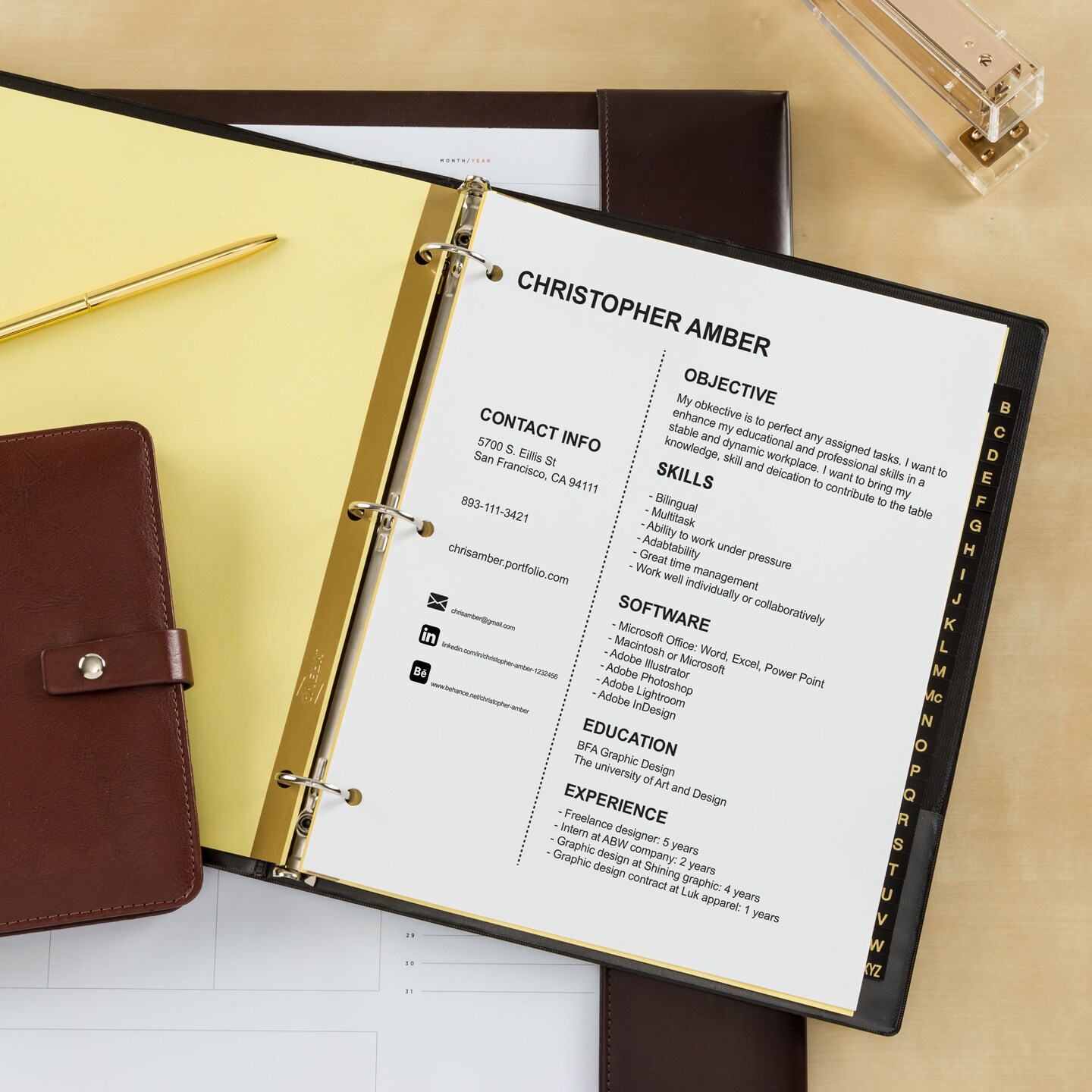 Avery A-Z Dividers for 3 Ring Binders, 25-Tab Sets, Pre-Printed Black Leather Tabs, 3 Binder Divider Sets (21350)