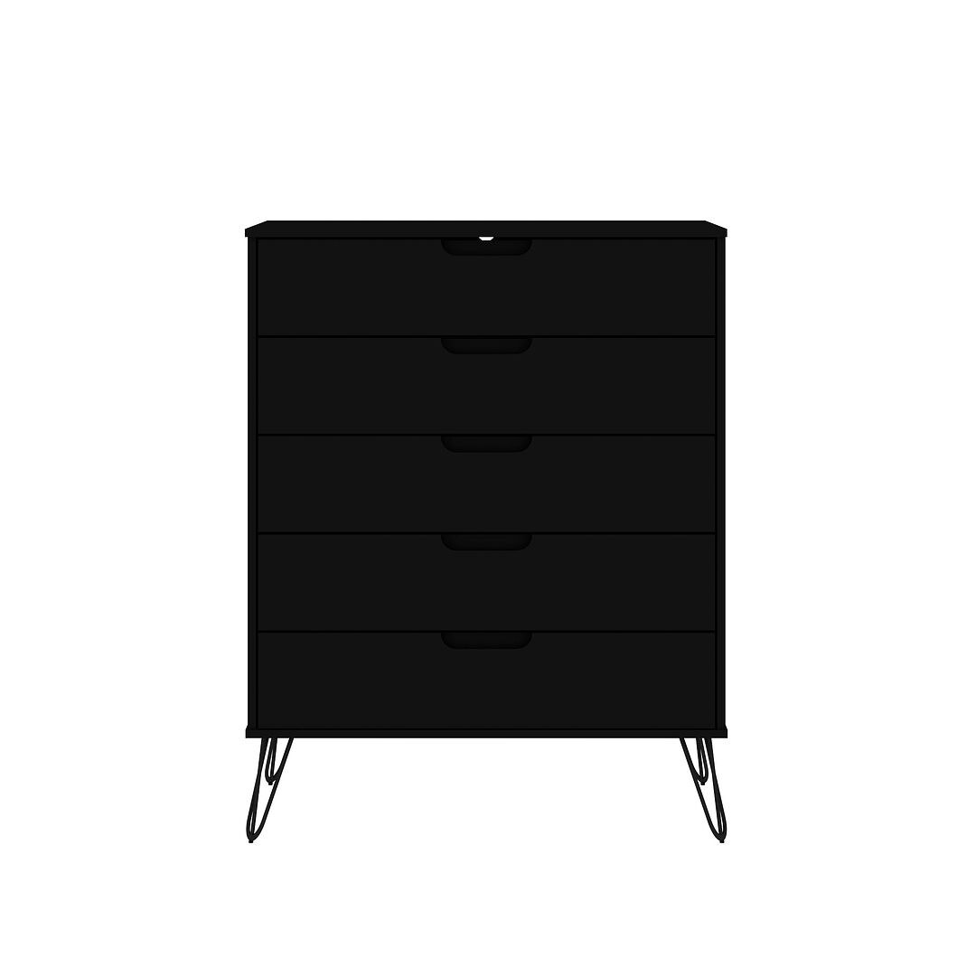 Manhattan Comfort Rockefeller 5-Drawer Tall Dresser with Metal Legs