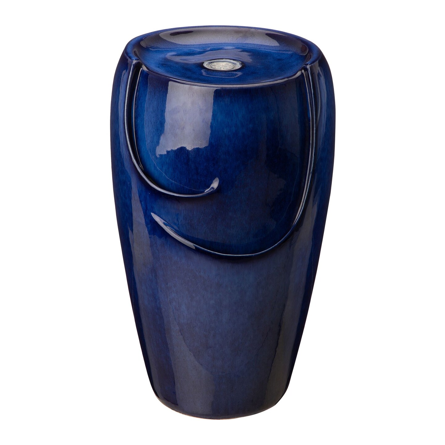 Glitzhome 20.5&#x22; Cobalt Blue Contemporary Outdoor Garden Fountain with LED Light