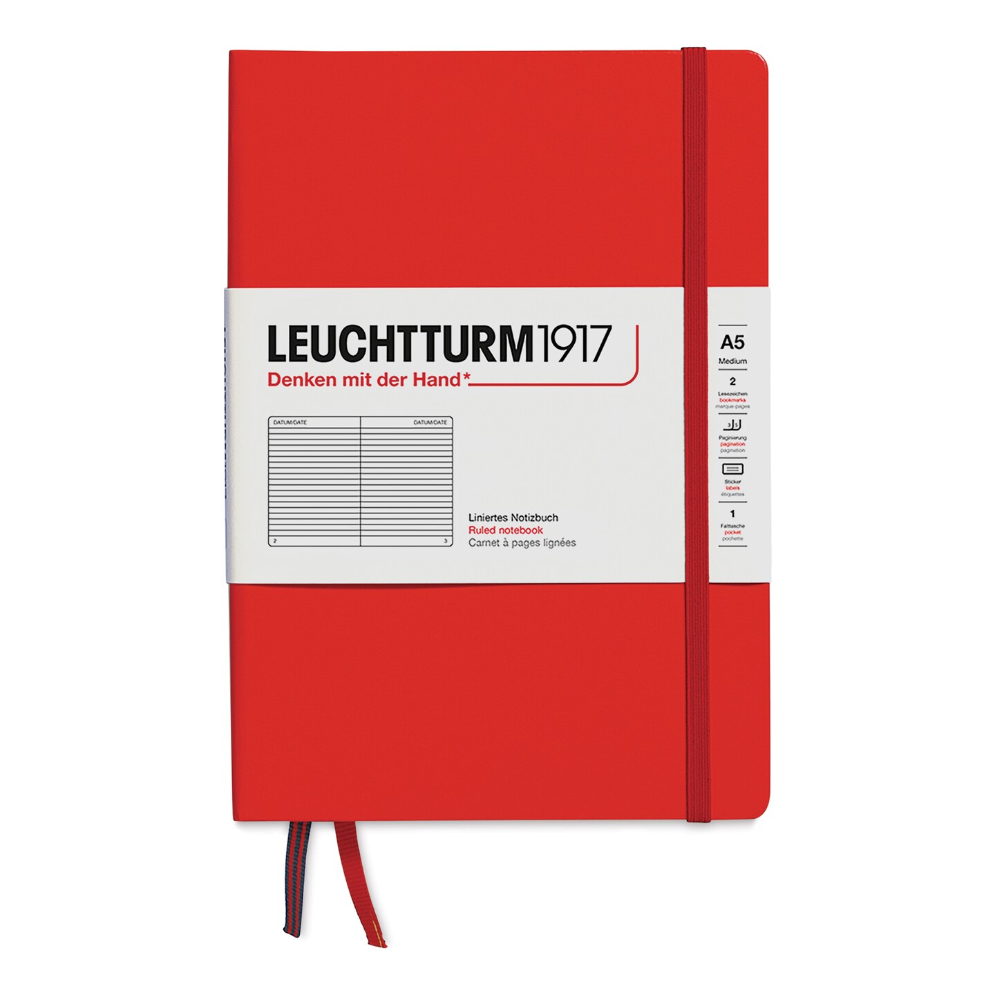 Leuchtturm1917 Ruled Hardbound Notebook - Fox Red, 5-3/4&#x22; x 8-1/4&#x22;