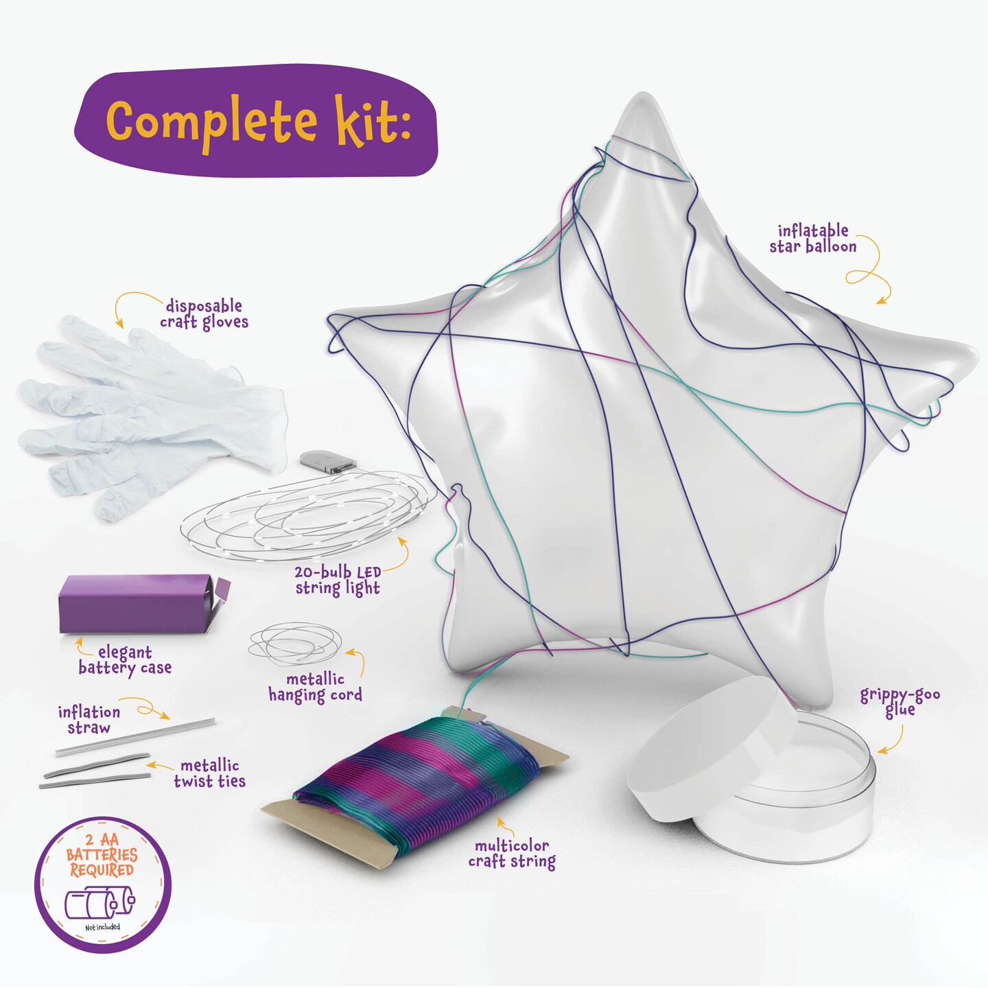 Dan&#x26;Darci 3D Light Up Star Lantern Making Kit for Kids Ages 8-12 with 20 LEDs - Easter Gifts - Crafts Set for Girls and Boys