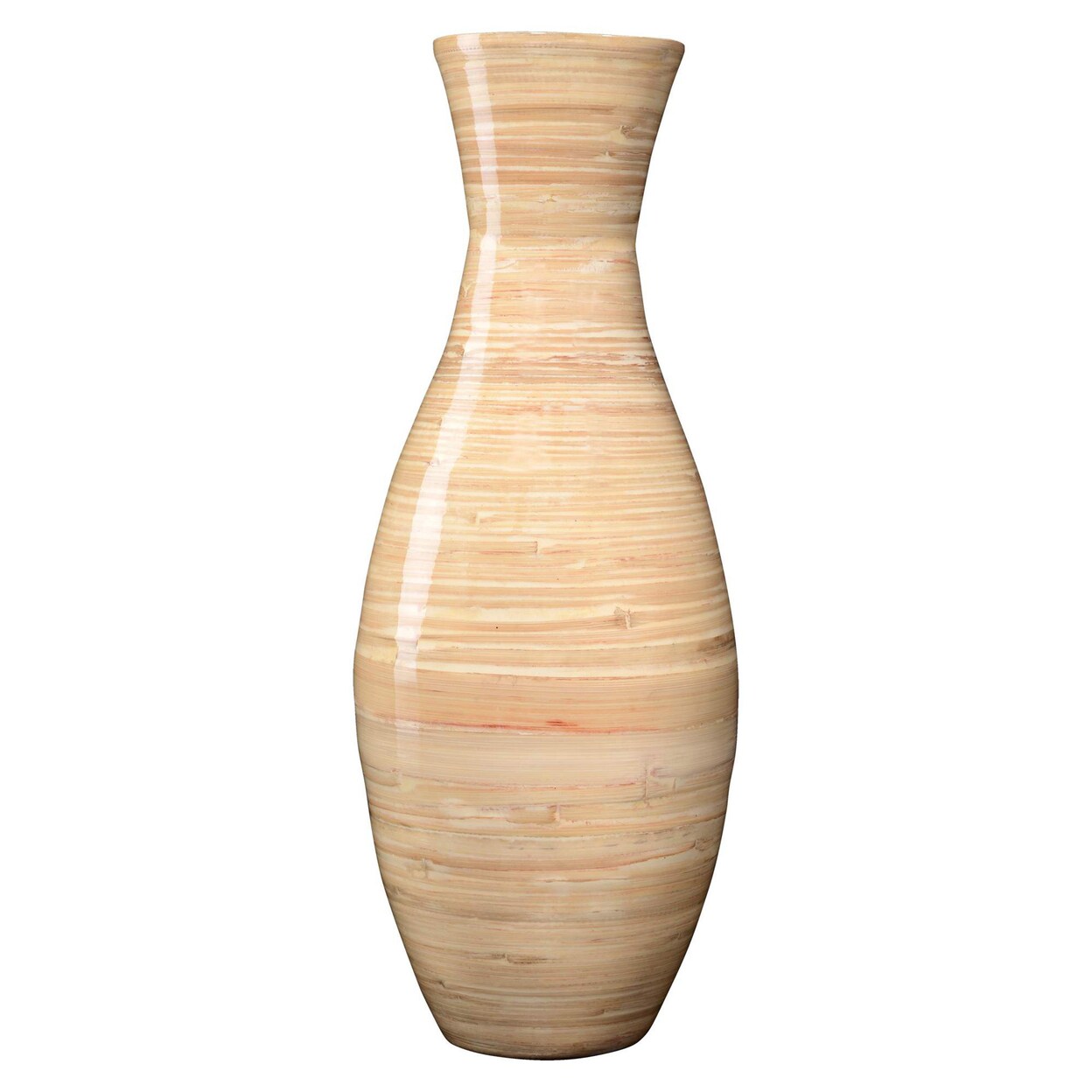 Handcrafted 20 Inch Tall Natural Bamboo Floor Vase Decorative Home Accent