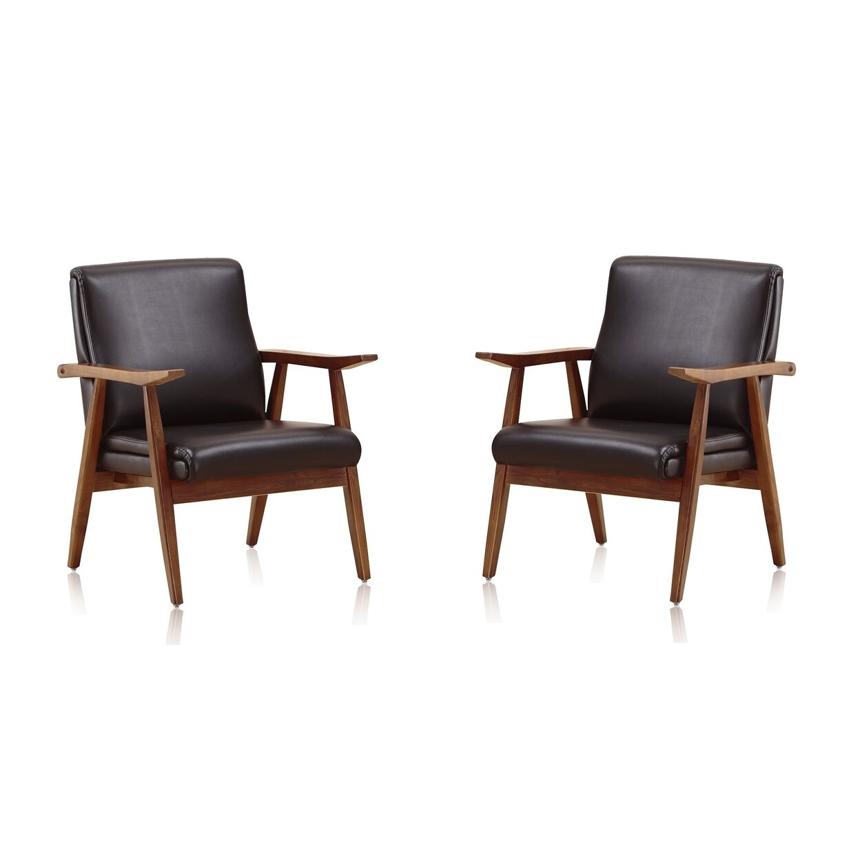 Manhattan Comfort ArchDuke White and Amber Faux Leather Accent Chair (Set of 2)
