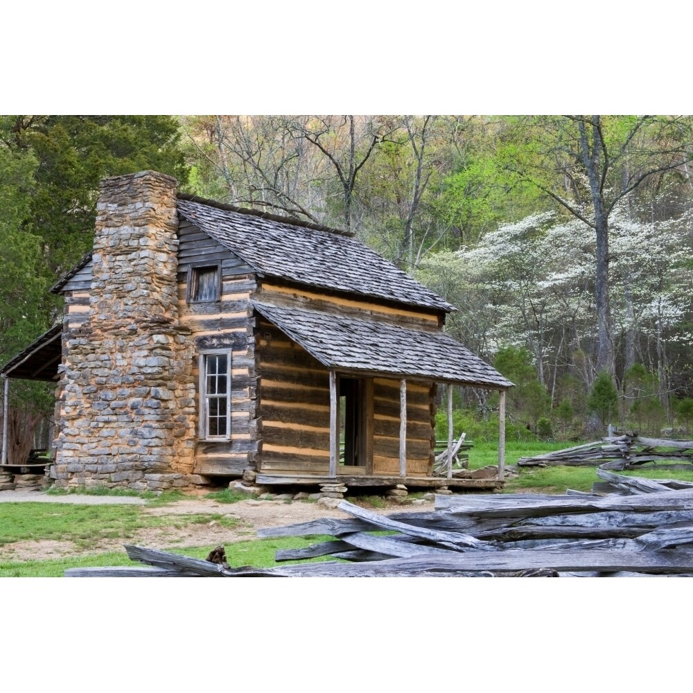 Posterazzi John Oliver Cabin in a forest Cades Cove Great Smoky Mountains National Park Tennessee USA Poster Print