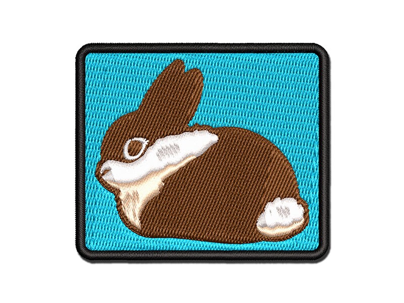 Sitting Bunny Rabbit Loaf Multi-Color Embroidered Iron-On or Hook &#x26; Loop Patch Applique