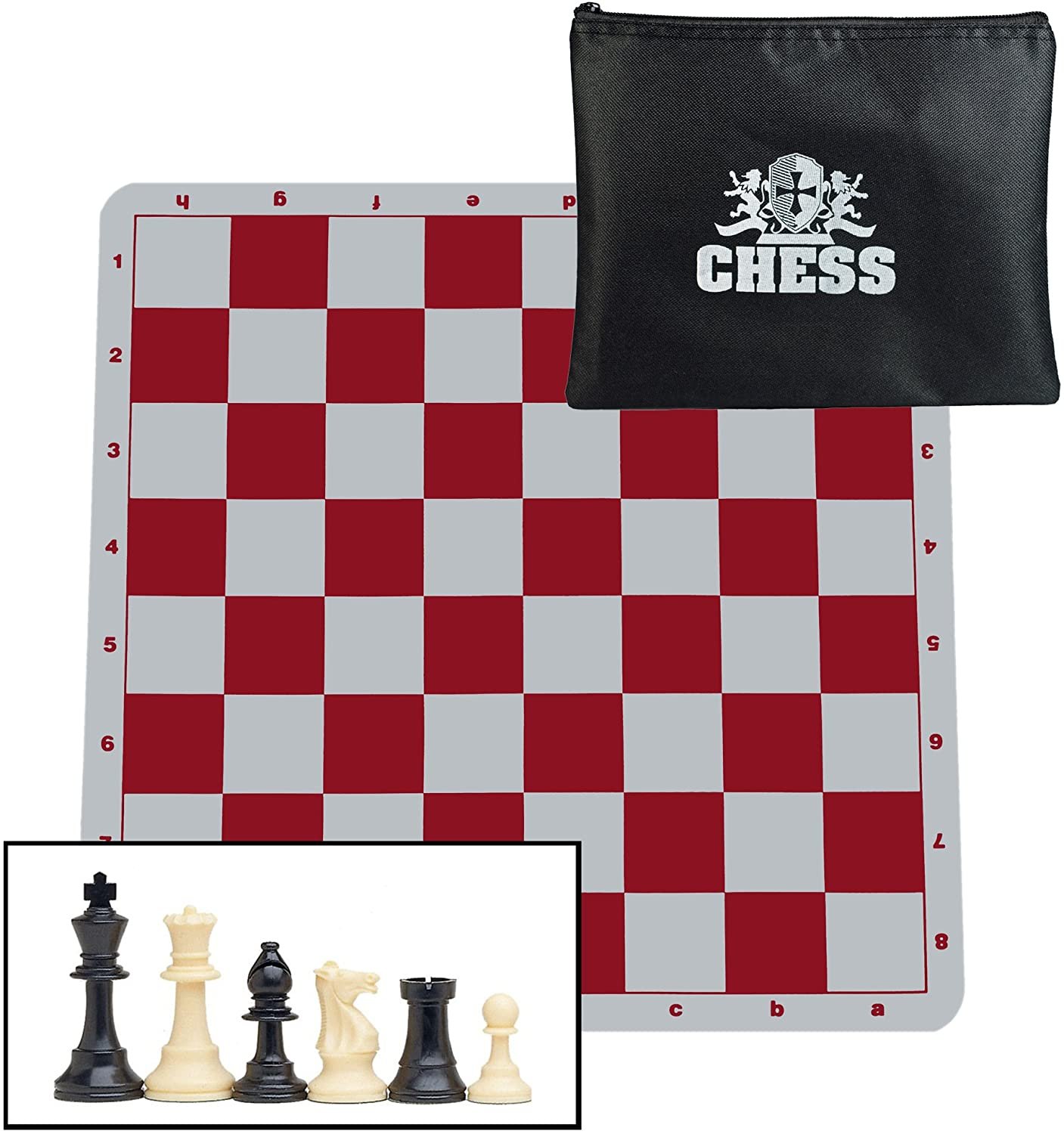 WE Games Ultimate Compact Tournament Chess Set with Silicone Chess Board - Heavy Weighted Pieces