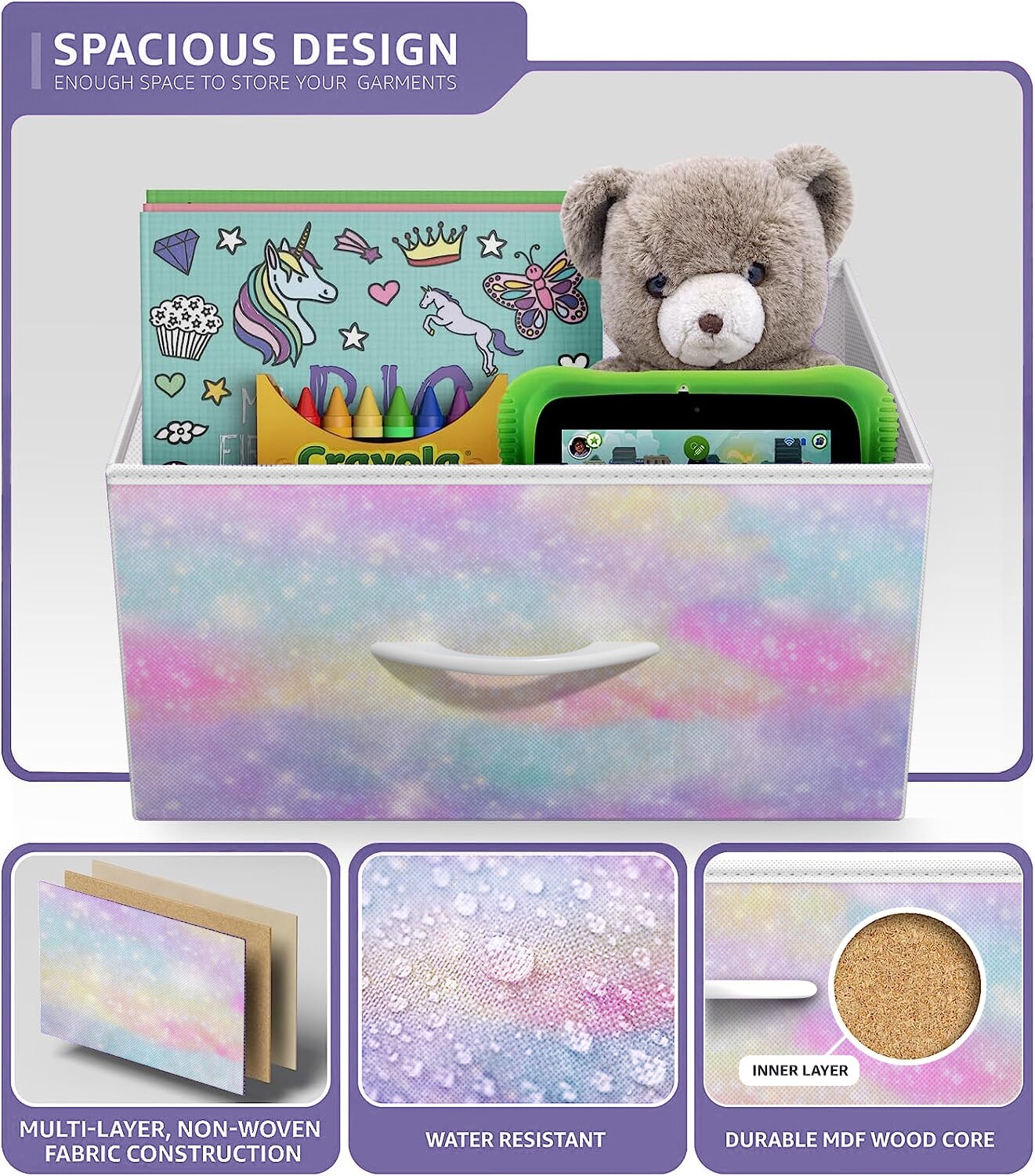 Sorbus Nightstand with 2 Drawers - Steel Frame, Wood Top & Easy Pull Fabric Bins - Great for Home, Bedroom, Office & College Dorm