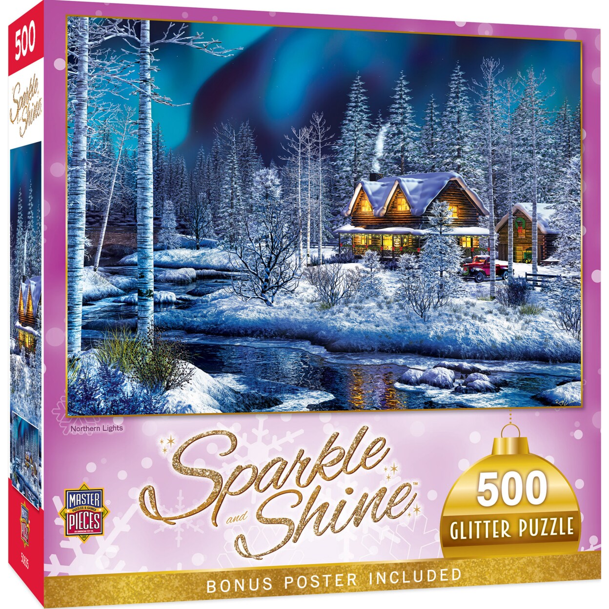 Masterpieces   500 Piece Glitter Christmas Jigsaw Puzzle - Northern Lights