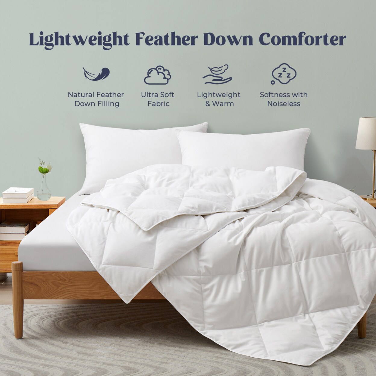 Peace Nest White Goose Feather Fiber and Down Comforter