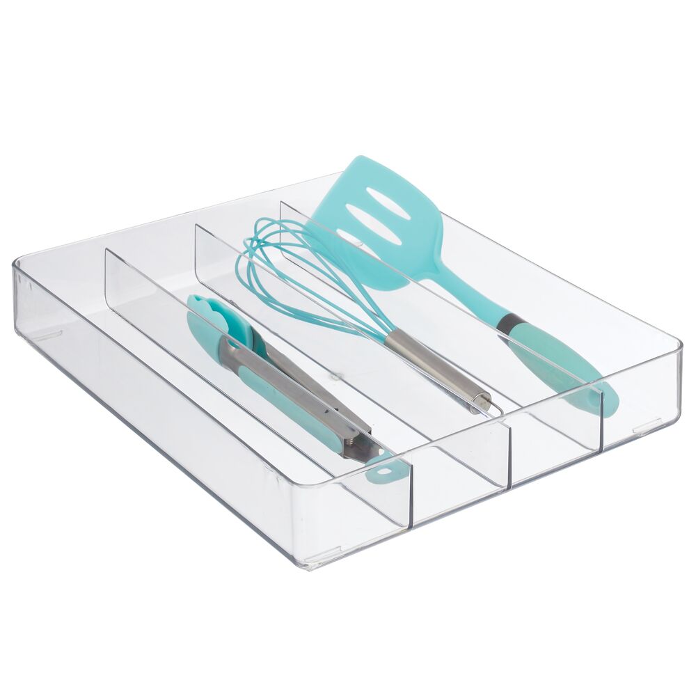 mDesign Plastic Kitchen Drawer Storage Cutlery Tray - Clear