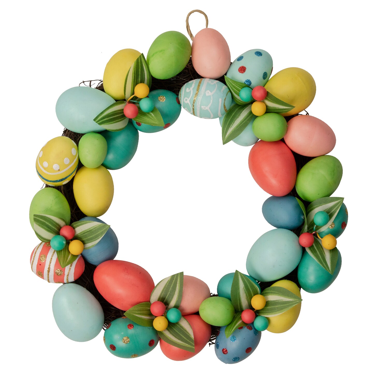 Northlight Decorated Easter Egg Twig Wreath - 14&#x22;