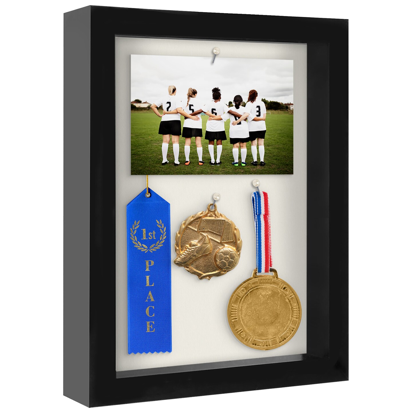 Americanflat Shadow Box Frame - 1.5 Interior Depth for Memorabilia - Display Case for Showcasing Souvenirs, Awards, and Medals - Shatter Resistant Glass - Hanging Hardware