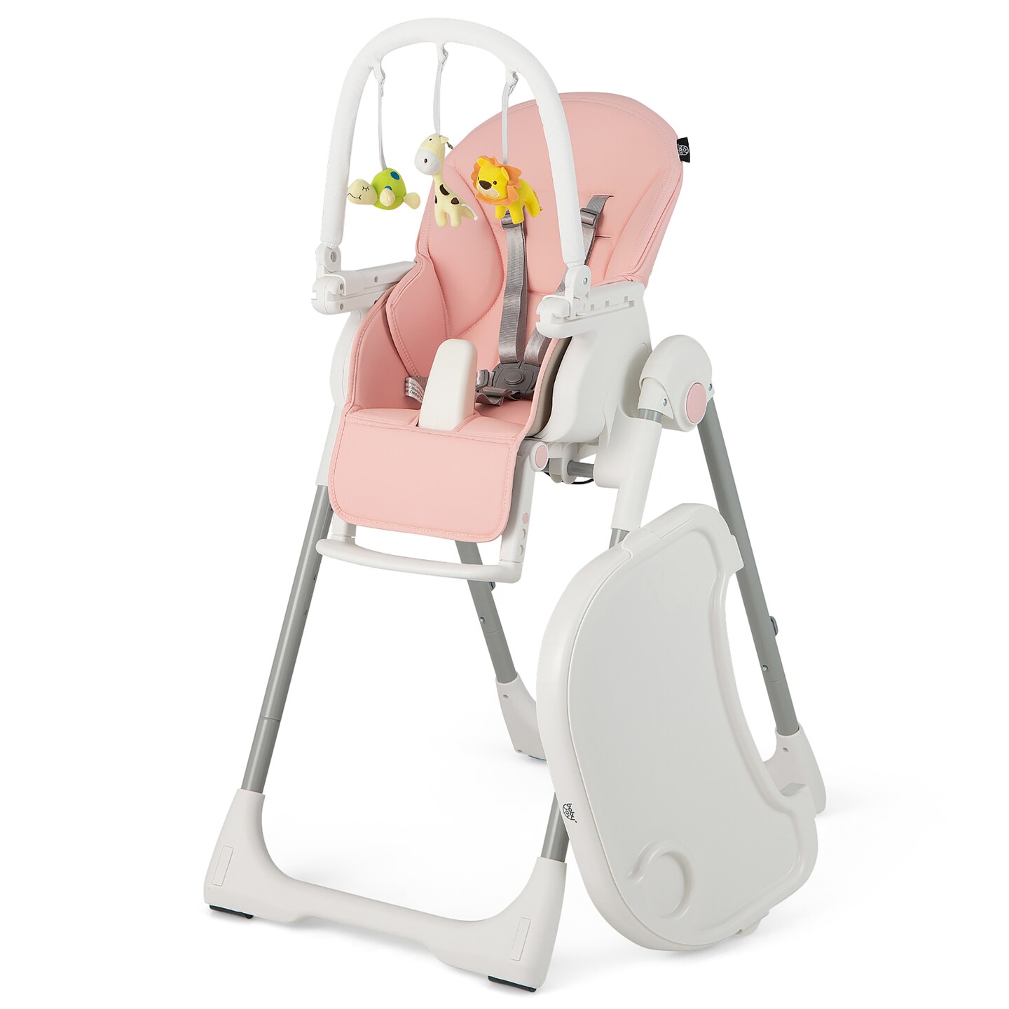 Babyjoy Foldable High Chair Baby Feeding Chair with 7 Adjustable Heights Pink/Black/Grey/Yellow/Green